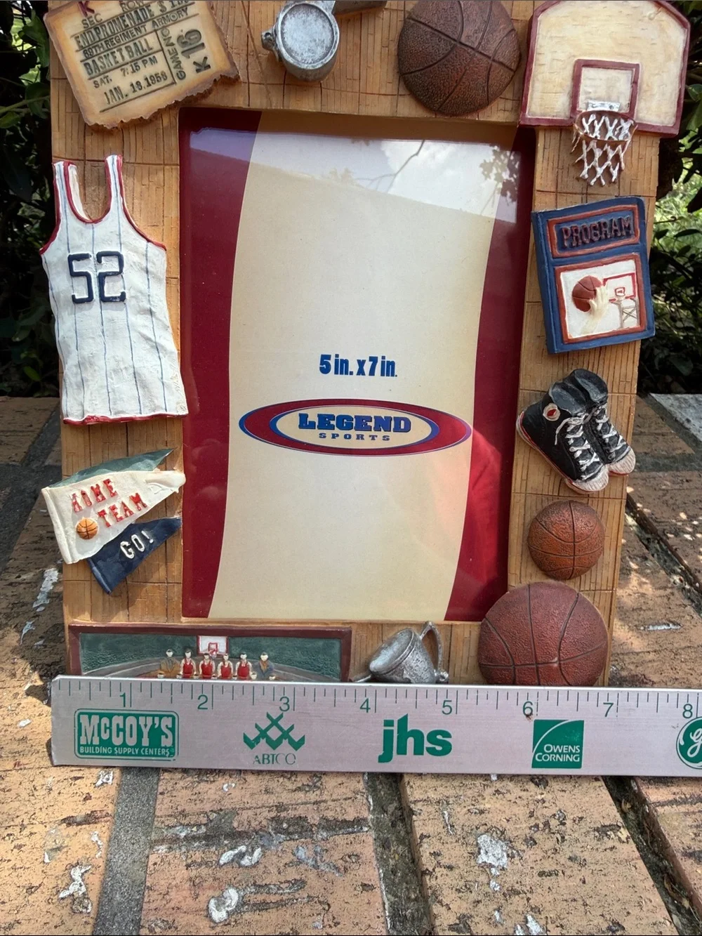 Russ Berrie 3D Hand Painted Resin basketball-themed 5X7 Picture Frame